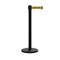 Montour Line Retractable Belt Rolling Stanchion, 2.5ft Black Post  11ft. Cau...Belt ME630-BK-CAUYB-110